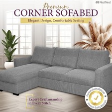 Corner Sofabed Grey Beige Fabric with sotrage Tokyo Sofa Bed Free Delivery