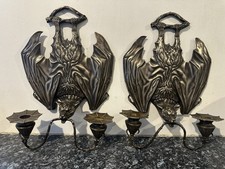 Pair Of  Bronze Bat Wall Sconces Lights Liberty Gothic Style County House