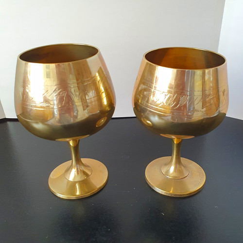 Pair brass goblets with - goblets,