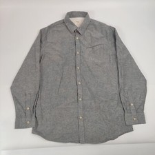 Folk Men's Size 4 Large Grey Thick Shirt 100% Cotton Slit Pocket Button Down 44"