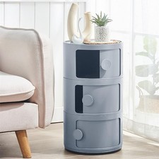 Round Storage Unit For Auction Fully Assembled Blue Grey 3-Tier