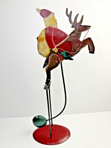 Vintage rocking santa reindeer - santa,