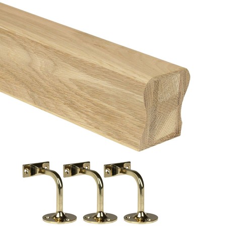 Oak handrail kit with brass - kit,