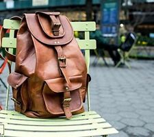 Rucksack Shoulder Men's Leather Backpack Bag Genuine Travel Vintage Bag