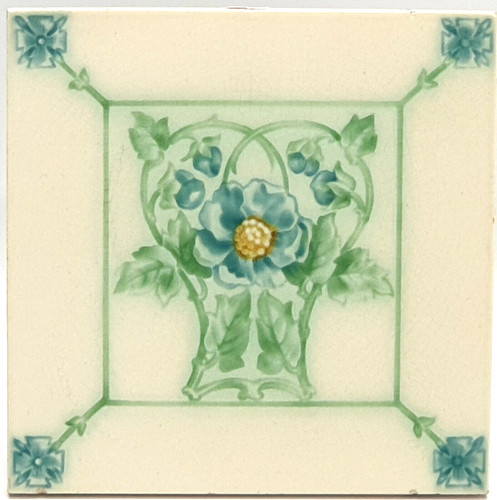 Art nouveau fireplace tile - art,