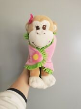Fiesta Baby Monkey Security Blanket Flower Green Pink Fringed Comforter Soft Toy