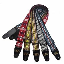 Braid Embroidered Woven Guitar Strap 2'' Leather End for Bass/Acoustic/Electric