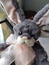 Charlie Bears Retired Ash Mini Bunny Rabbit 9" Grey + White Spring 2019 