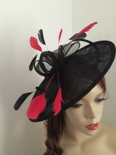 Hatinator black red fascinator - hatinator,
