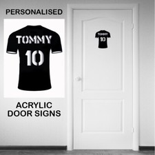 Personalised Football Shirt Door Sign Kids Bedroom Sign Children's Name Plaque