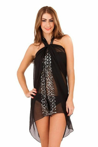 Ladies black boutique chiffon - black,