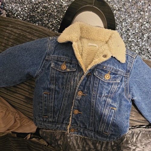 Denim jacket borg fur lining - denim,