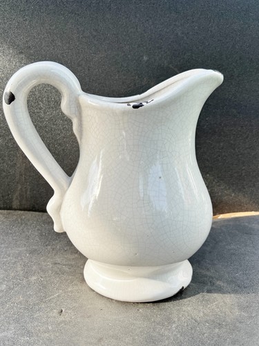 Vintage white pottery water - white,