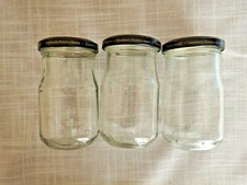 3 x EMPTY ROUND GLASS JAM JARS