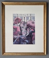 Vintage Framed Art Print - Women with Parasols - Vogue Cover by Pierre Brissaud