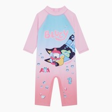 Girls Bluey Swimming Sun Suit Beach Wear Holiday Light Pink Size 18m-6 Years