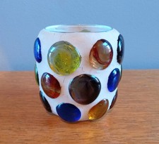 Vintage Coloured Glass Stone Mosaic Vase/Candle Holder - Height 3 inches