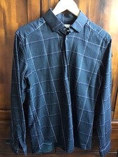 Reiss Men's Long Sleeve Cotton Check Shirt  Navy Size large