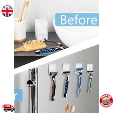 2x Stainless Steel Razor Holder Hooks | Self-Adhesive Wall Hook for Bathroom
