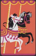 Playing Cards Single Card Old Art Deco FAIRGROUND CAROUSEL HORSES Picture Design