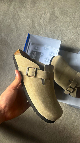 Birkenstock beige suede slip - birkenstock,