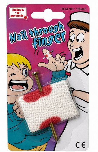 Nail through finger with - nail,