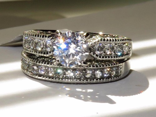 Engagement ring set ladies - , cz
