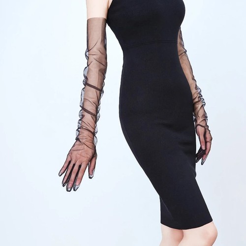 Vintage elbow gloves - -, sheer