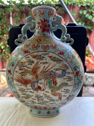 Porcelain moon flask vase - flask,