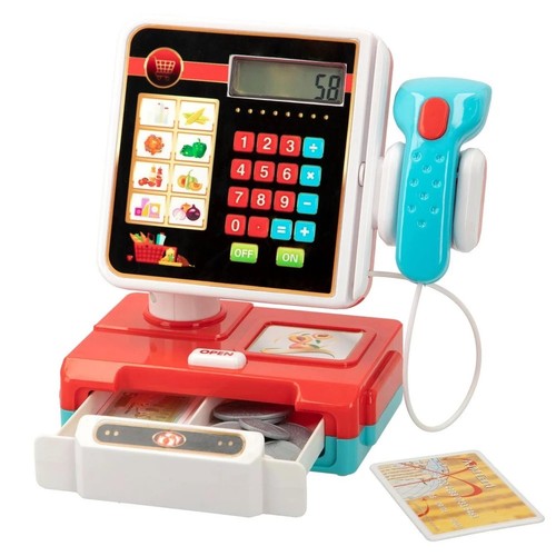 Red cash register toy - red,