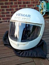 VINTAGE VEMAR V21 White "Frank Thomas" Motorcycle Helmet - Excellent - Low Usage