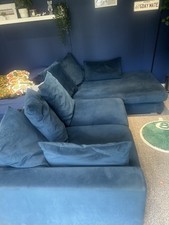 DFS blue Chaise Lounge End Sofa With Storage Footstool