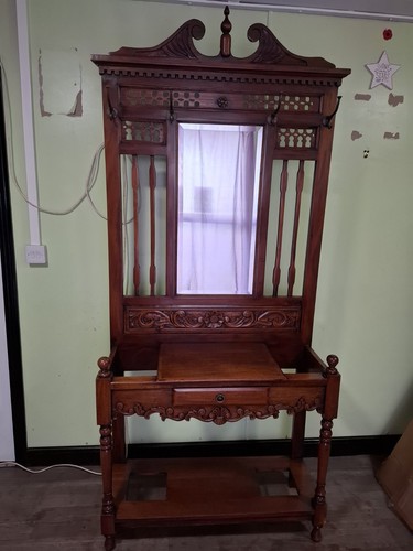 Antique carved hall coat - carved, hall/coat