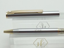 Sheaffer Fashion Brushed Steel Ballpoint Pen, GT, Needs Ink , Engraved  *MINT*
