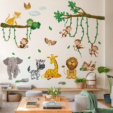 Jungle Animals Decal Birds Giraffe Wall Mural Sticker Kid Nursery Home Decor