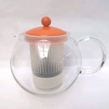 BODUM Assam Orange & Clear Glass Tea/Press/Infuser/Pot 1 Litre GUC 