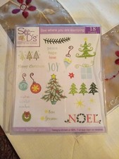 See d's Noel - Kit Whimsy Trees 18 stamps and rubber stamp pad used