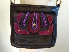 Dark Mauve/Plum Mix Leather Shoulder/Across-Body Butterfly by Matthew Williamson