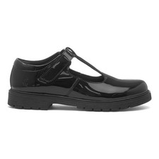 Hush Puppies Girls Shoes Black Kids School Leather Patent T Bar School Gracie