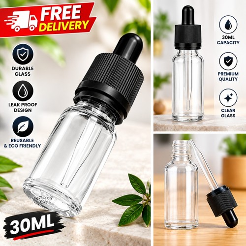 10pcs 30ml clear glass dropper - clear,