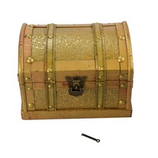 Retro Wooden Pirate Treasure Chest Box Trinket Keepsake Storage Case with Lock a