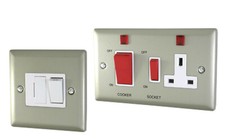 Volex Satin Chrome 45A Cooker Connection Unit Socket 13A Fused Spur Switch