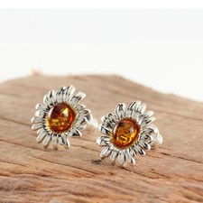 SUNFLOWER BALTC AMBER EARRINGS