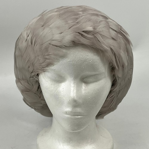 Vintage taupe gray feather hat - vintage,