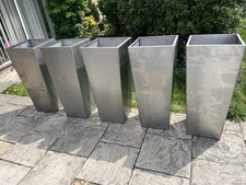 5 Tall Silver Plant Pots