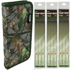 NGT CAMO STIFF RIG WALLET + 18 HAIR RIGS CARP COARSE PIKE FISHING TACKLE