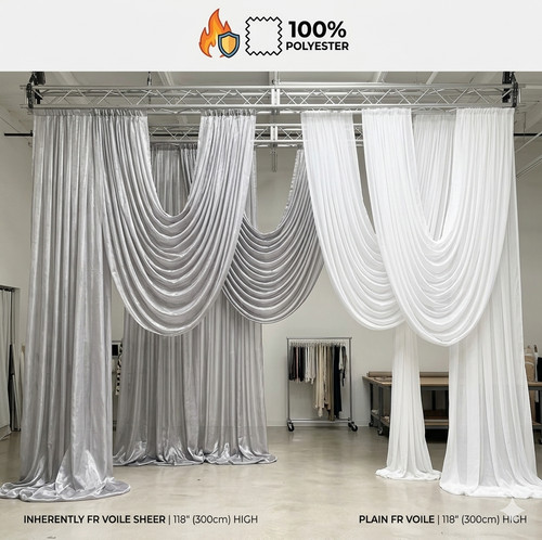 100 polyester voile fabric - 100%, fr