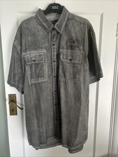 Affliction Black Premium Size 2XL Button-Up Grey Short Sleeve Shirt