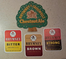 3 Rhymney Sth Wales beer bottle Labels 1960's and older beermat