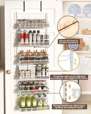 TOPWE 6-Tier Over Door Pantry Storage Rack Adjustable Shelves Organizer White